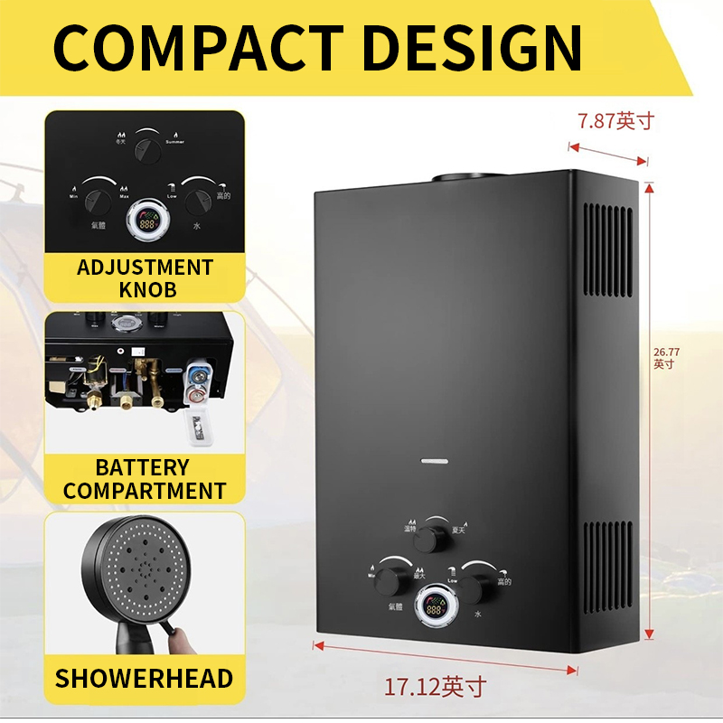 Outdoor Camping Water Heater - 16L/18L/20L Instant-Heat Gas Water Heater with