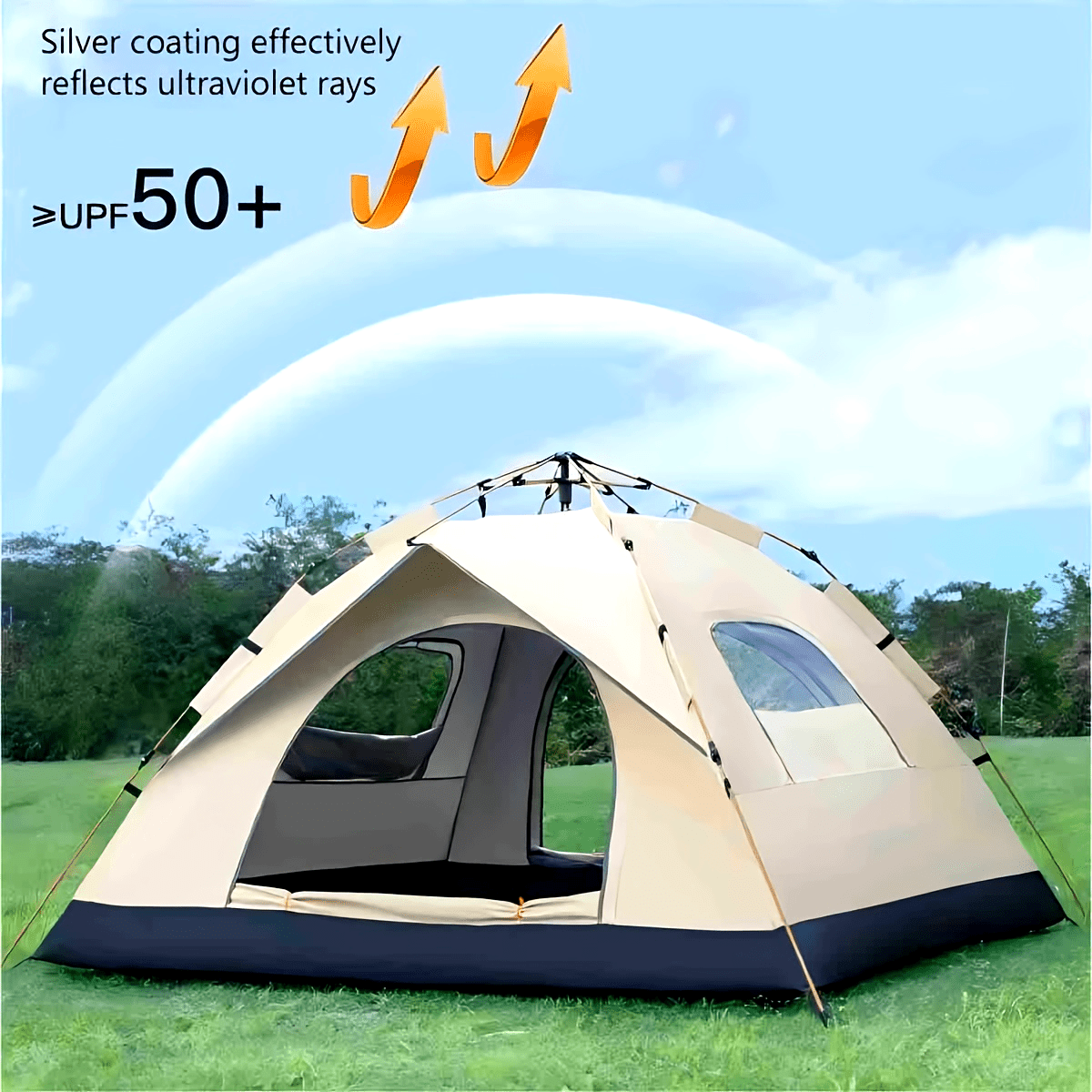 Outdoor Camping Automatic Quick Opening Tent - Automatic Quick Open Silver Coated Tent,