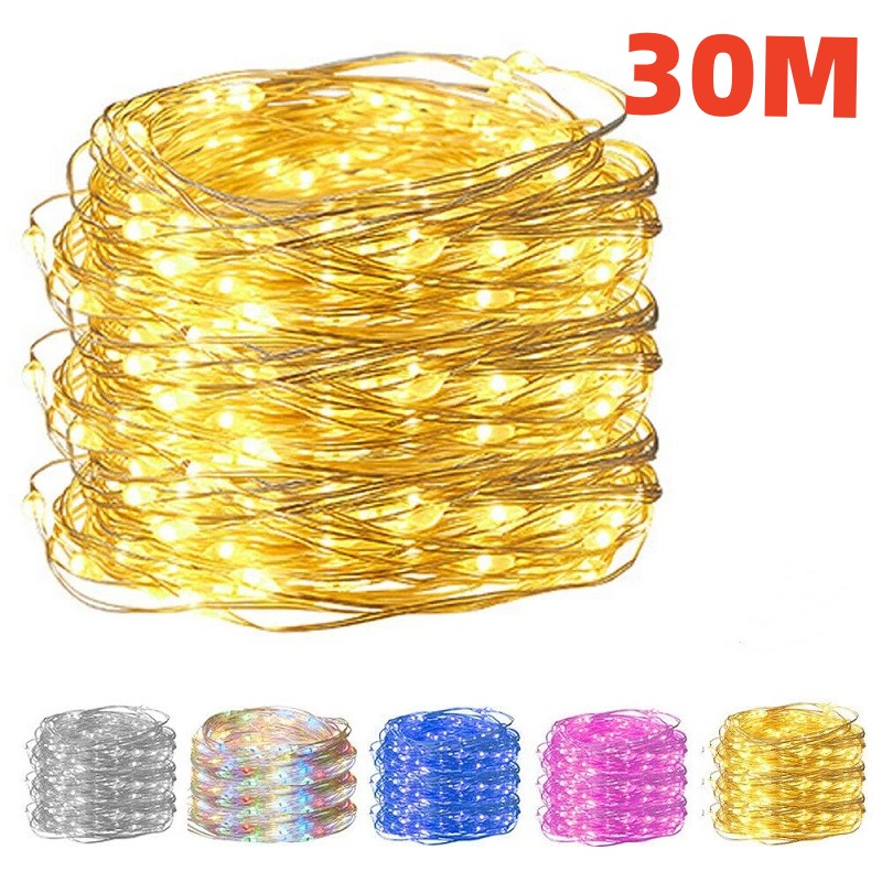 Outdoor Camping Lights String - 30Meter USB LED String Lights Copper