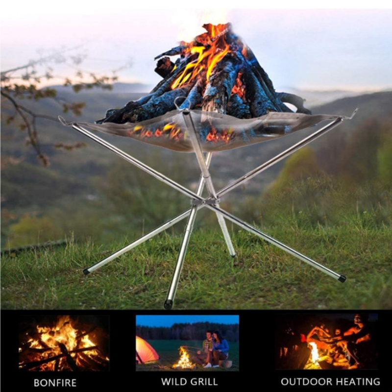 Outdoor Camping Fire Pit - Outdoor BBQ Bonfire Rack Portable Camping