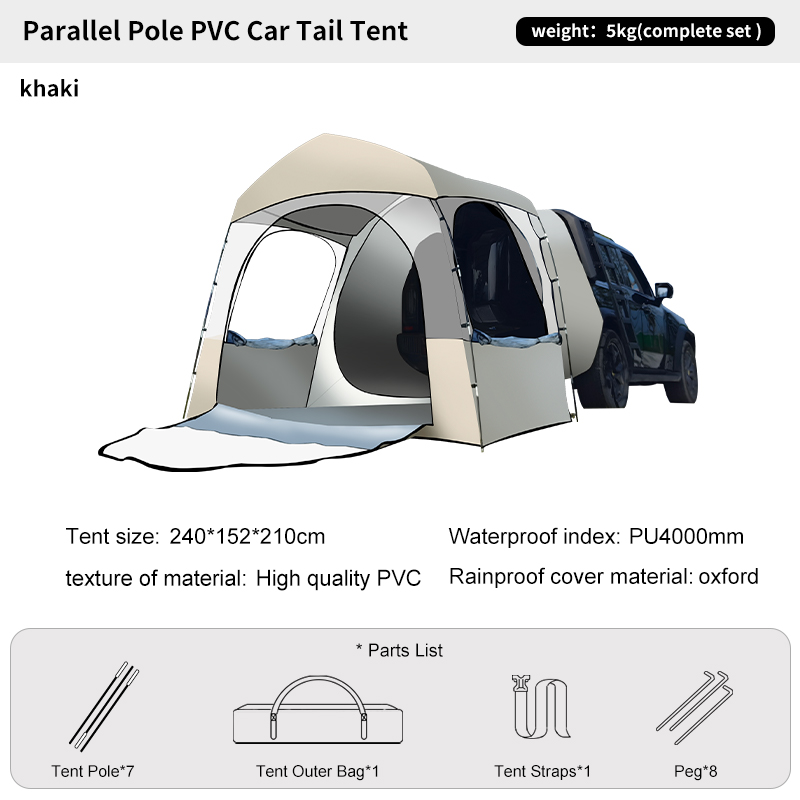 Outdoor Camping Van Tent - 3 Person All Season Camping Clear