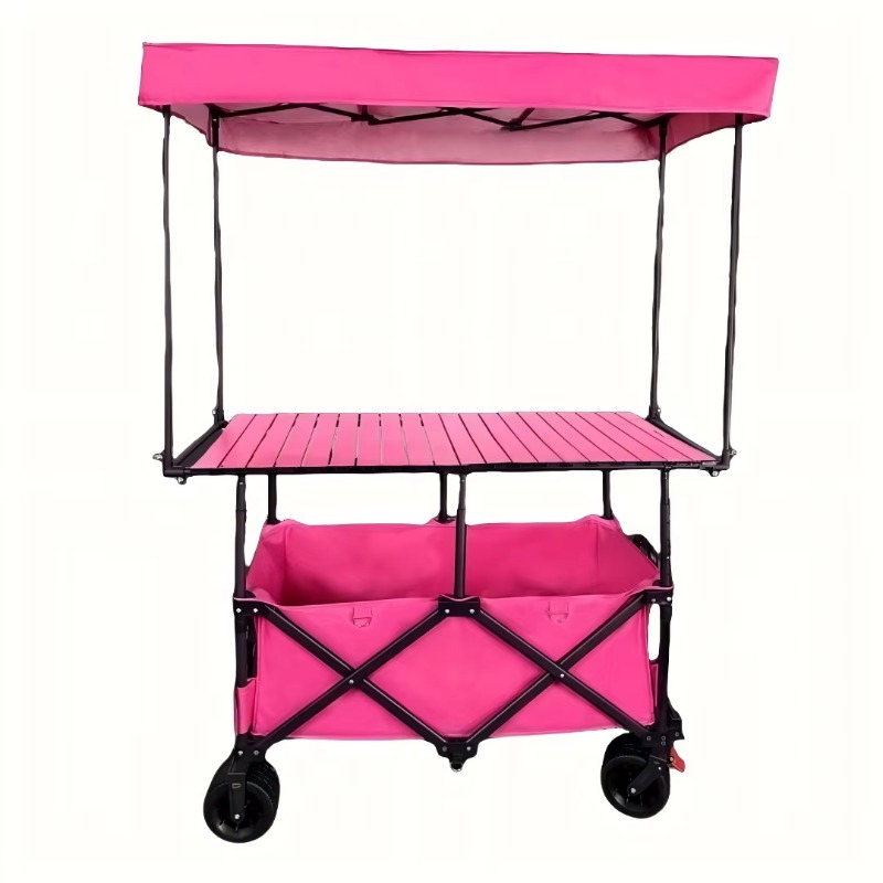 Outdoor Camping Folding Table - Stall Folding Steel Table Trolley Cart