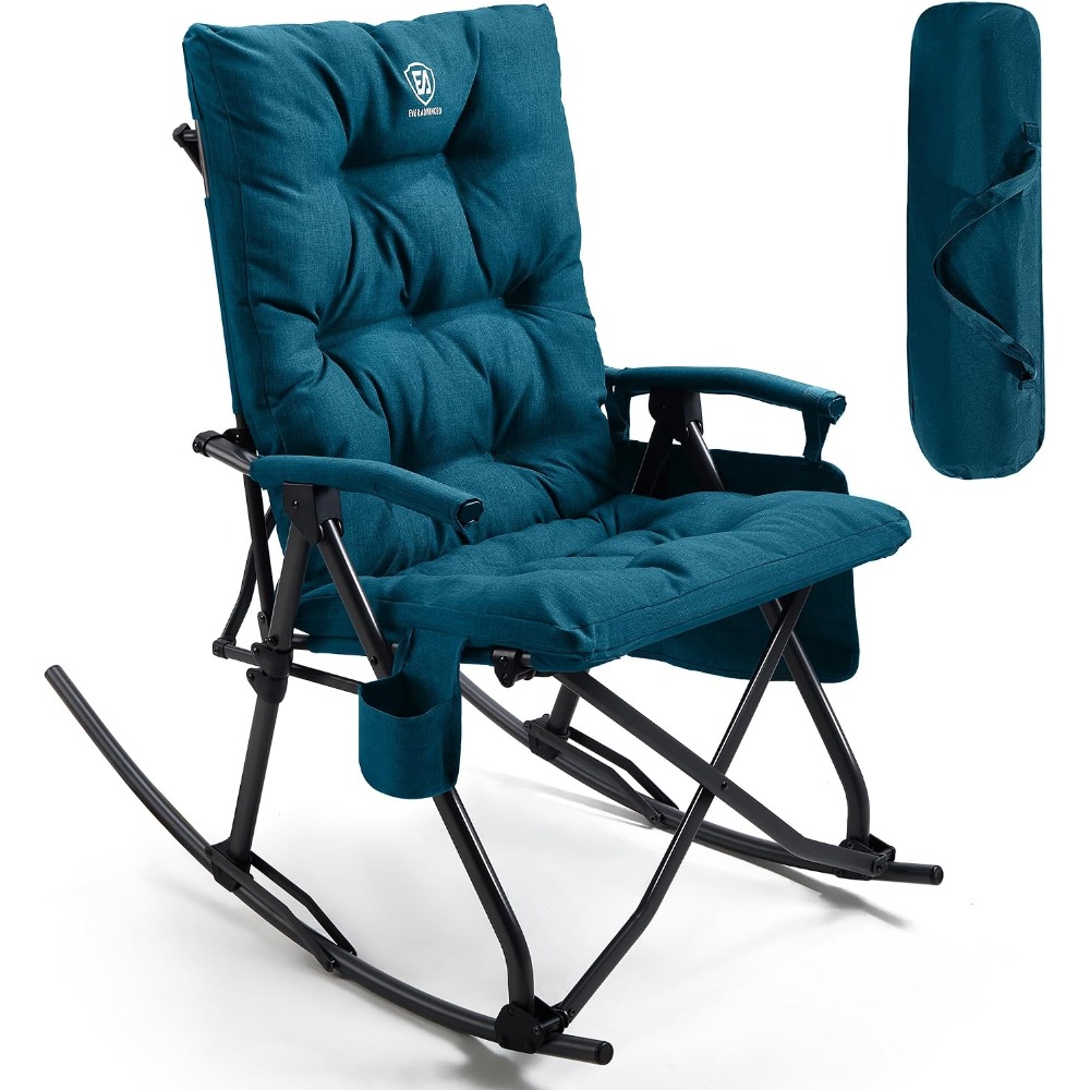 Outdoor Camping Rocking Chair - Oversized Folding Rocking Camping Chair, Padded