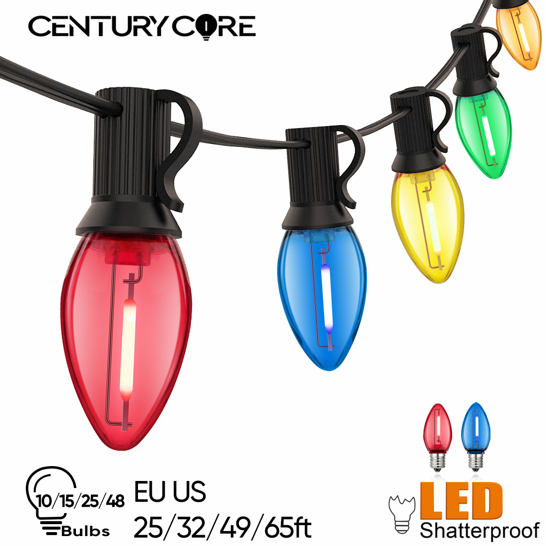 Outdoor Camping Lights String - Plastics C7 Street Garland E12 220V