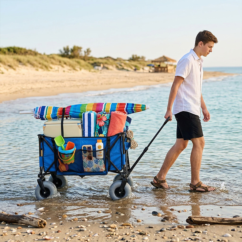 Foldable Metal Beach Wagon Qui - Outdoor Camping Folding Table review and price