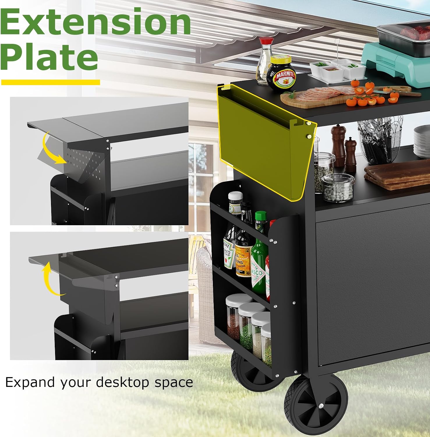 Outdoor Grill Cart Table With  - Outdoor Camping Folding Table review and price