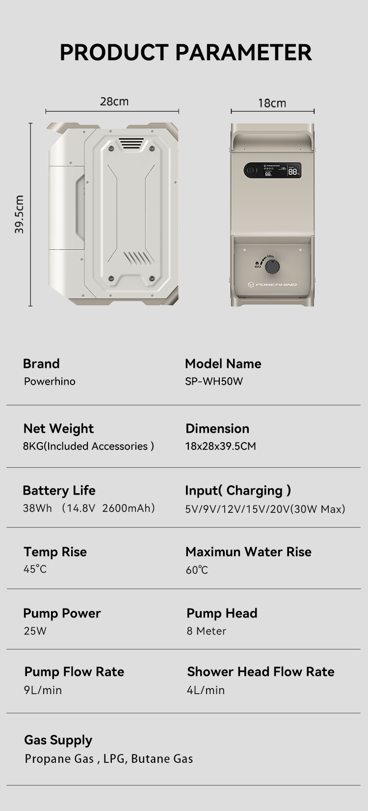 Powerhino Rechargeable 3L Wate - Outdoor Camping Water Heater review and price