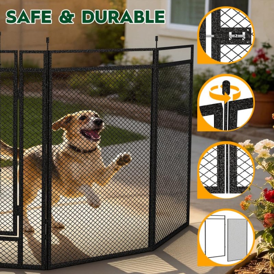 Dog Playpen with Safety Mesh 3 - Outdoor Camping Dog Kennel review and price