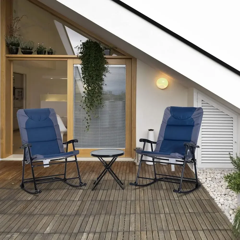 Navy Blue 3-Piece Outdoor Pati - Outdoor Camping Rocking Chair review and price