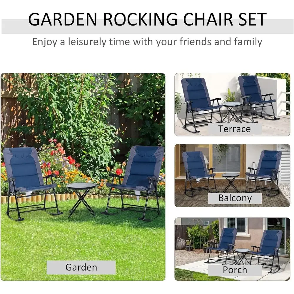 Navy Blue 3-Piece Outdoor Pati - Outdoor Camping Rocking Chair review and price